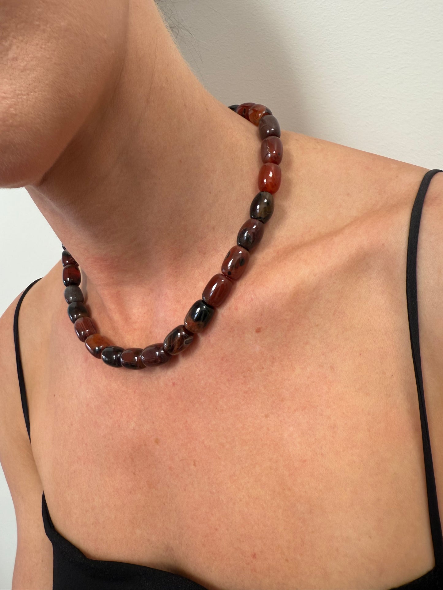 Dream Agate Barrel Necklace