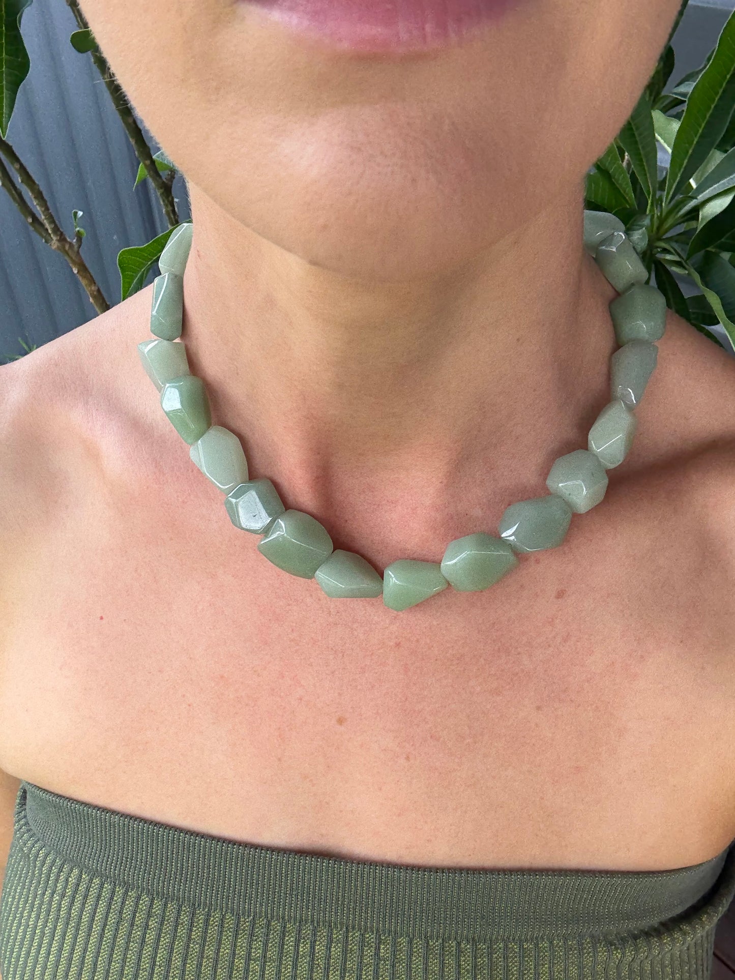 Green Aventurine Tumble Stone Necklace
