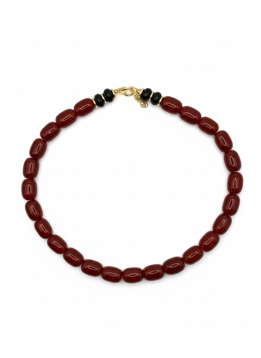 Red Agate Barrel Necklace