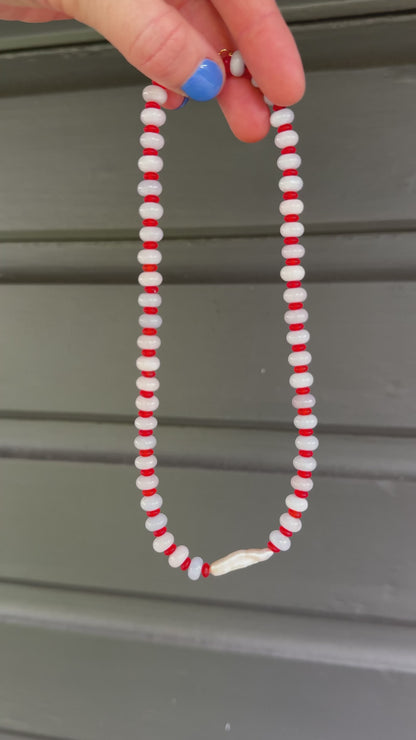 Aquamarine and freshwater pearl necklace