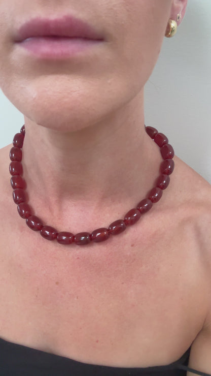 Red Agate Barrel Necklace